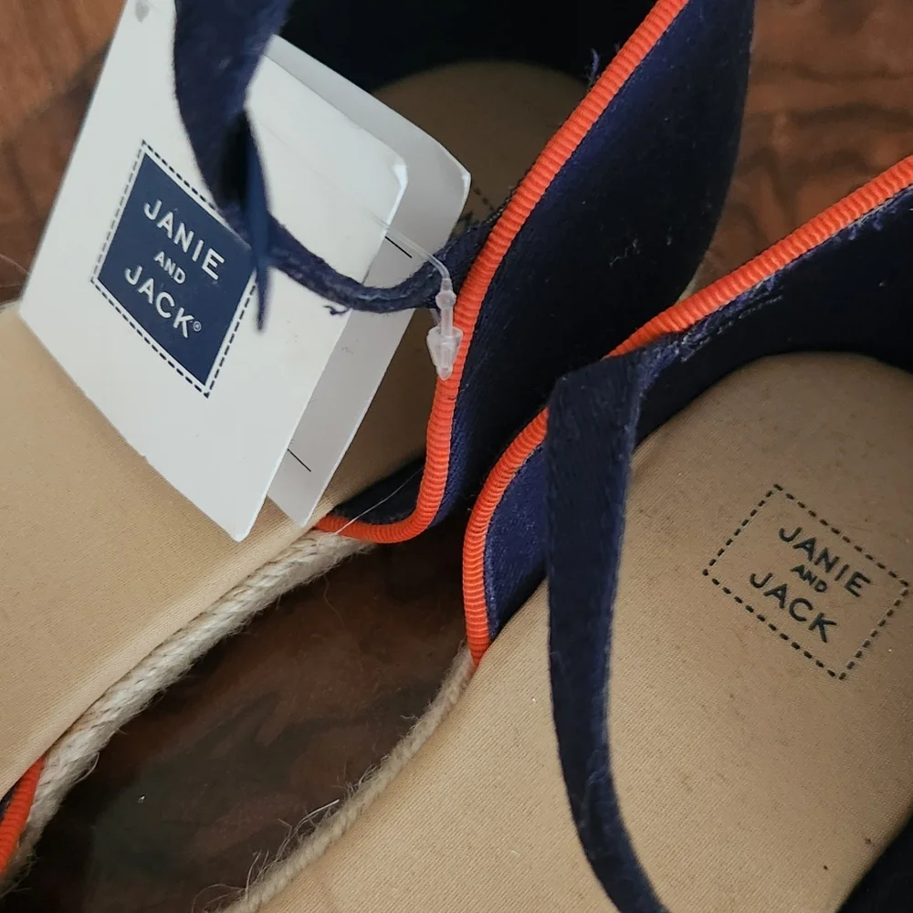 Janie abd Jack Blue and Orange Espadrilles with Vibrant Floral Design - Picture 4 of 5